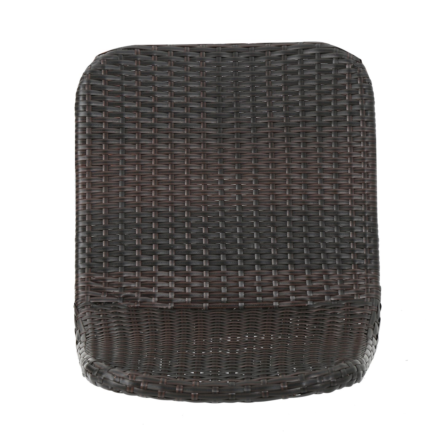 Dark brown rattan chair seat top view crafted from weatherresistant synthetic wicker