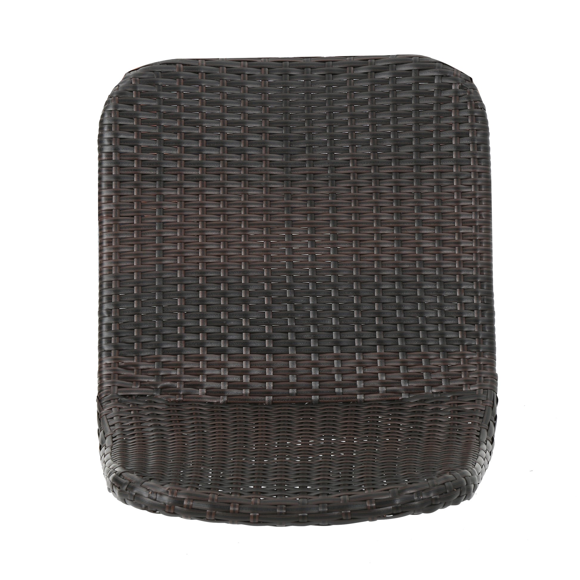 Dark brown rattan chair seat top view crafted from weatherresistant synthetic wicker