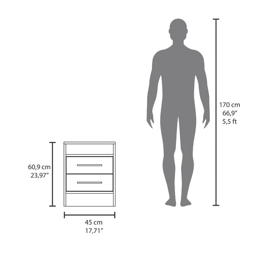 White drawer nightstand with minimalist design  cm height