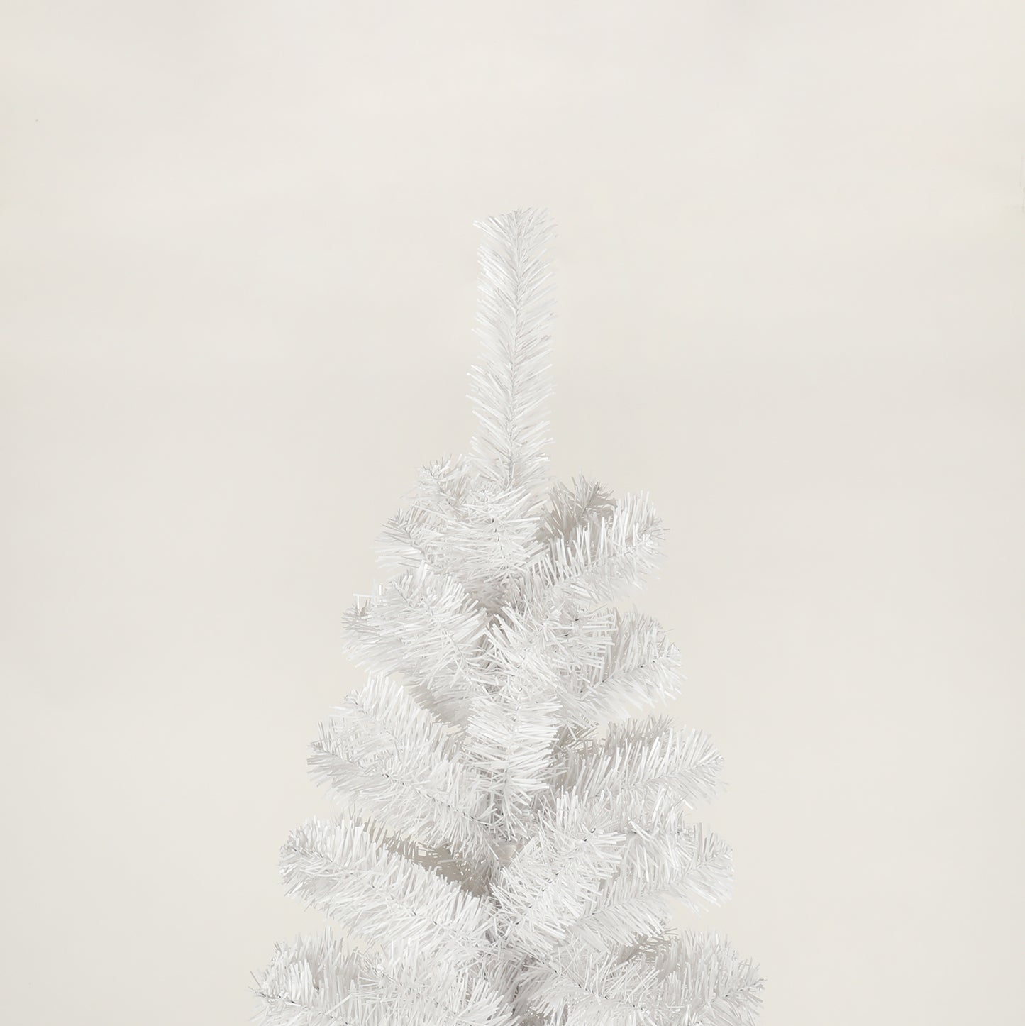 Realistic white artificial Christmas tree with dense realistic needles for holiday decor