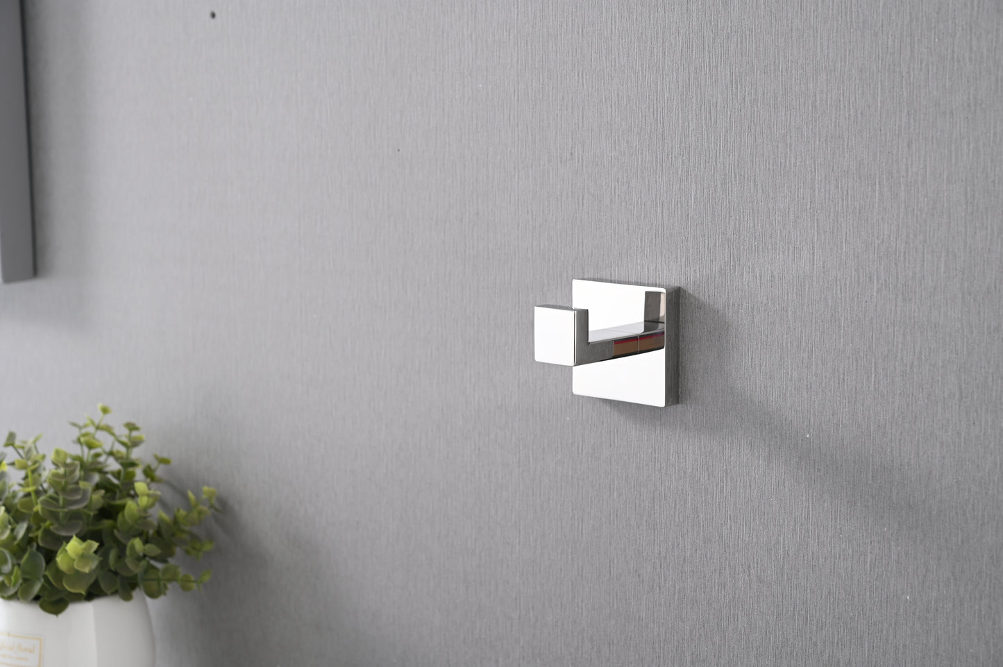 Polished chrome modern bathroom hook square base for towels and robes