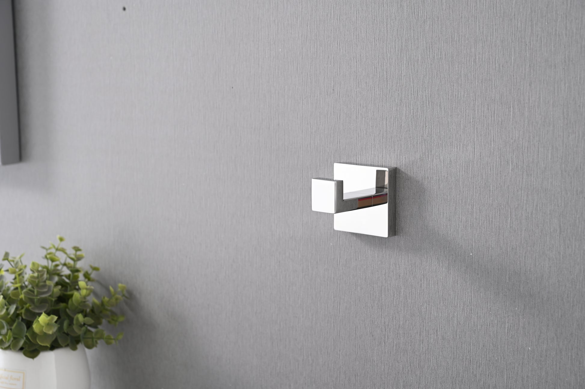 Polished chrome modern bathroom hook square base for towels and robes