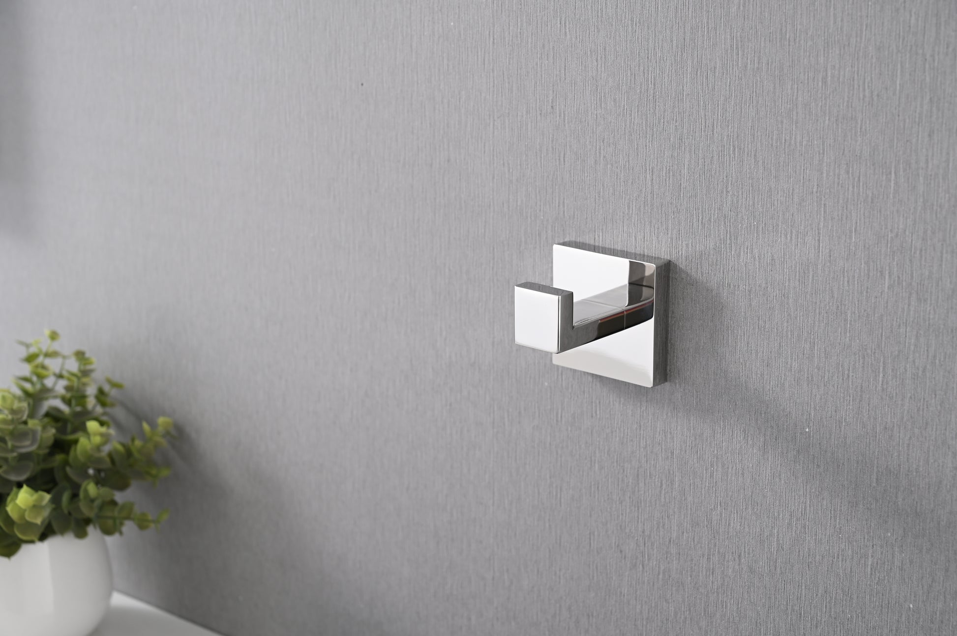 Modern chrome towel hook with a sleek minimalist design for contemporary bathrooms