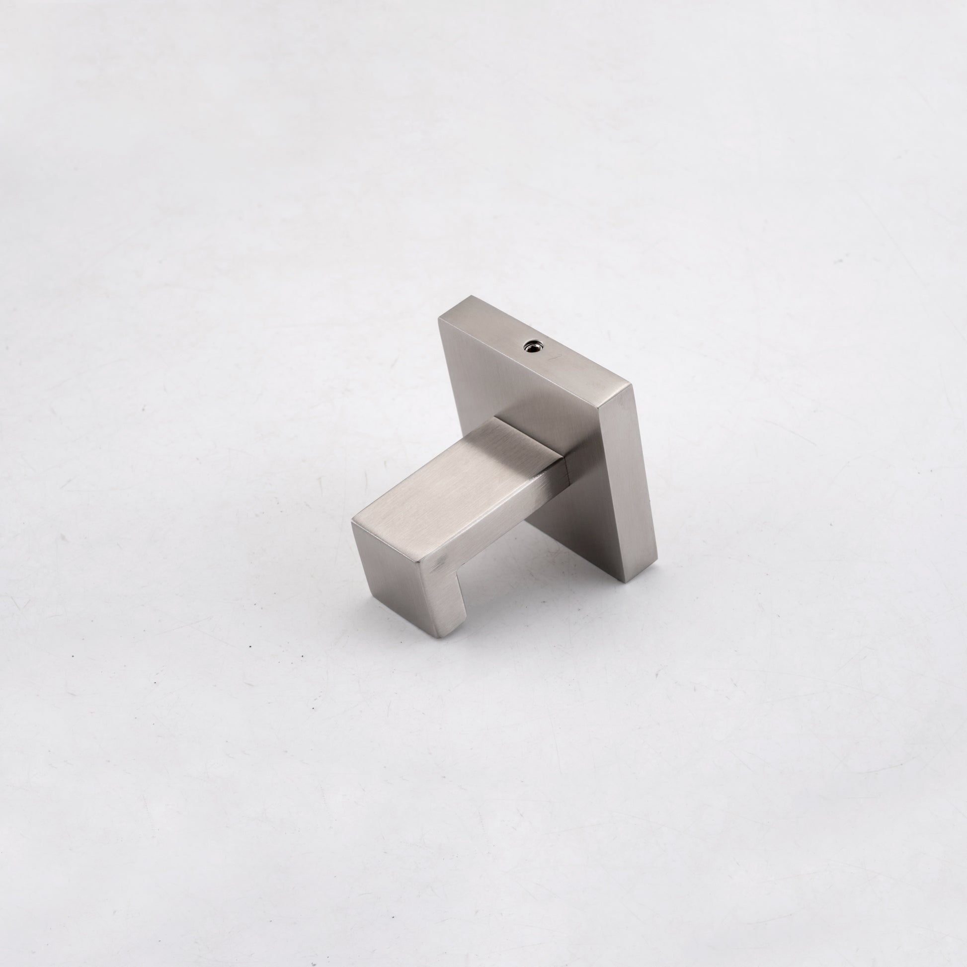 Brushed nickel modern square cabinet pull with a minimalist design