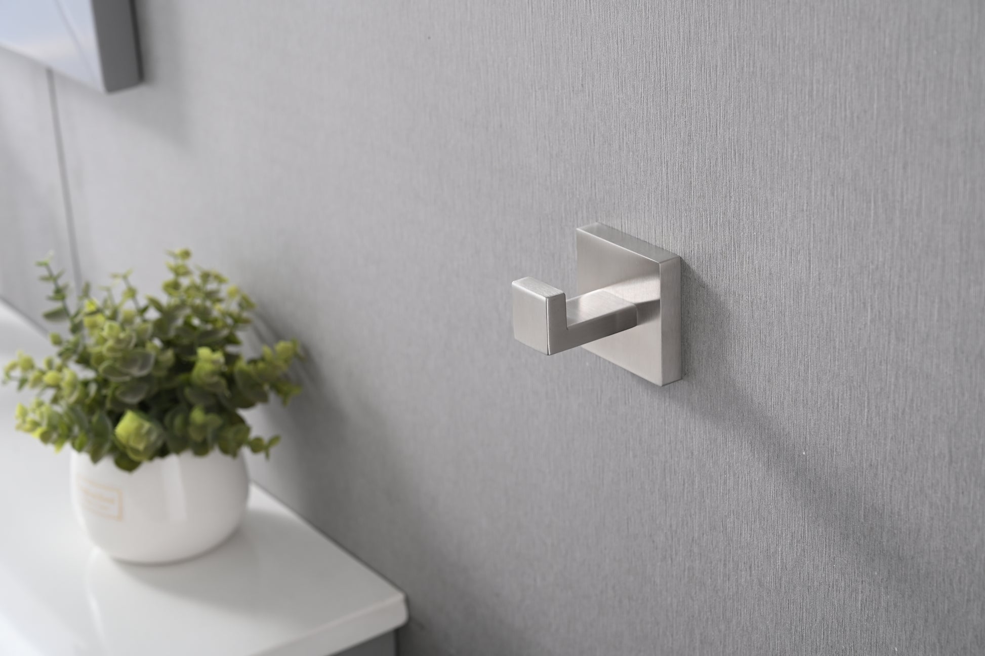 Modern brushed nickel wall hook for bathrooms and kitchens