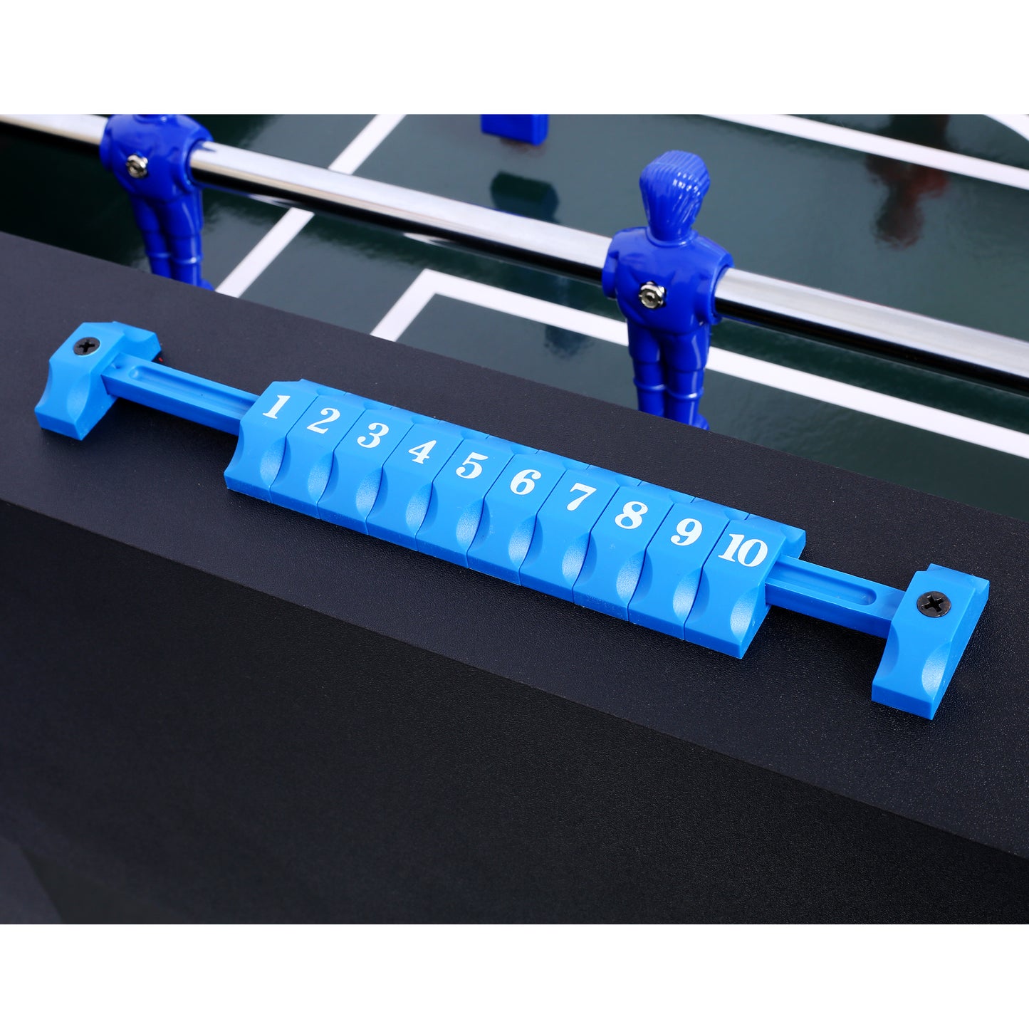Blue plastic score keeper with numbers  for a foosball table