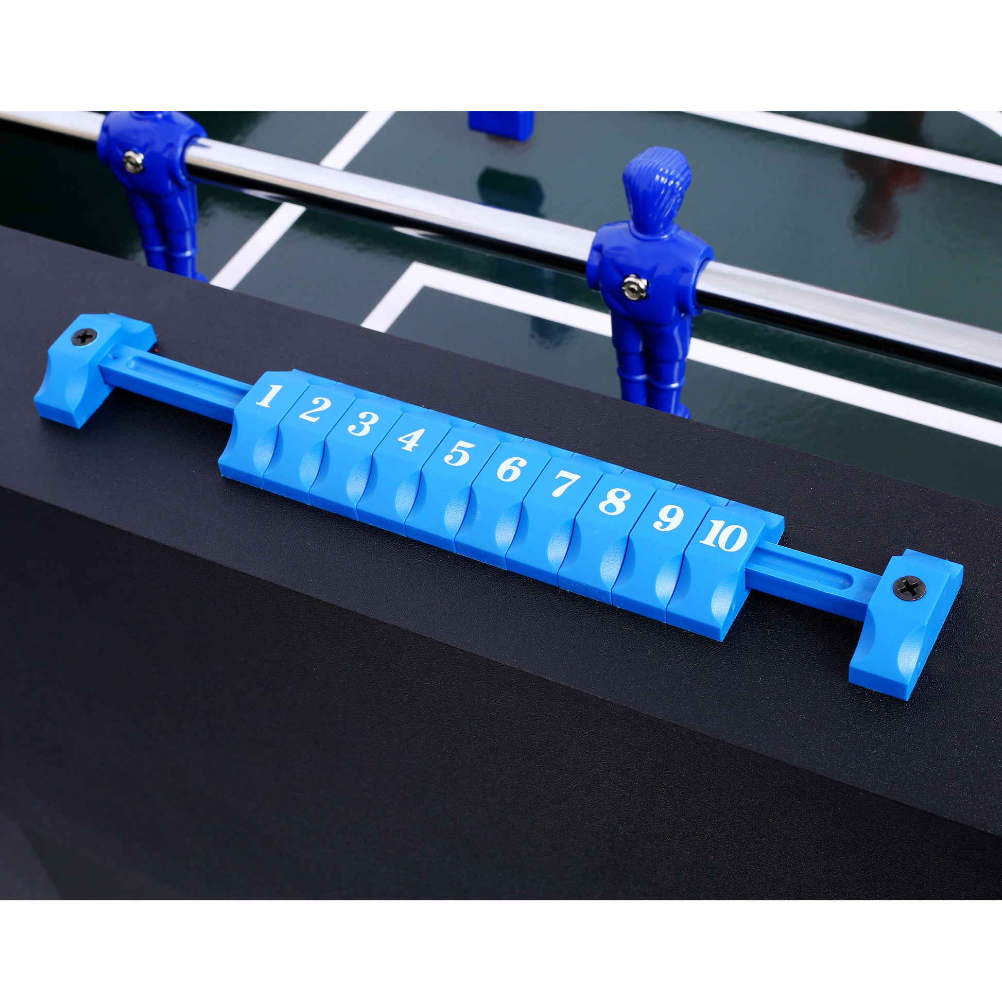Blue plastic score keeper with numbers  for a foosball table