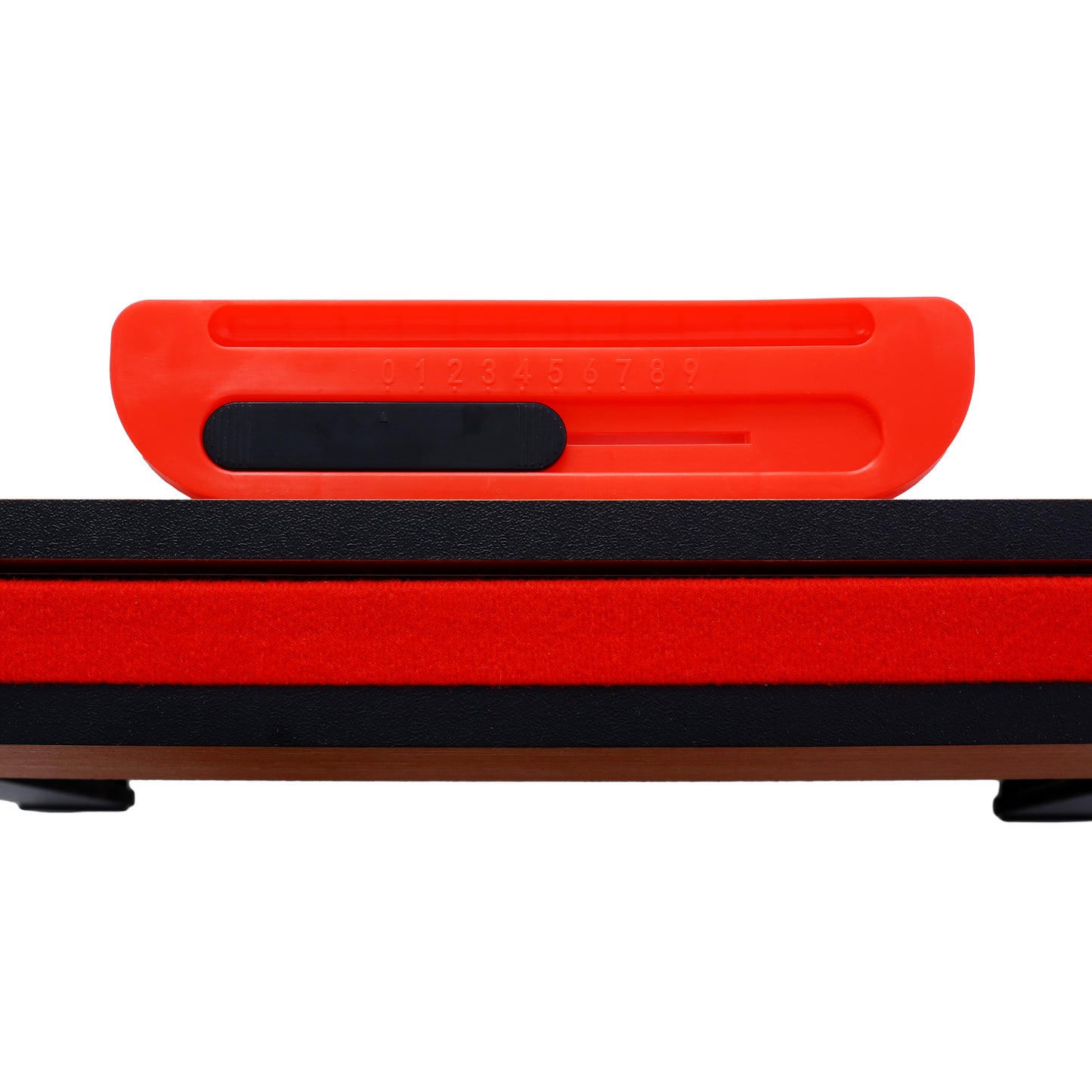Orange plastic slider with numbered scale for board game accessory
