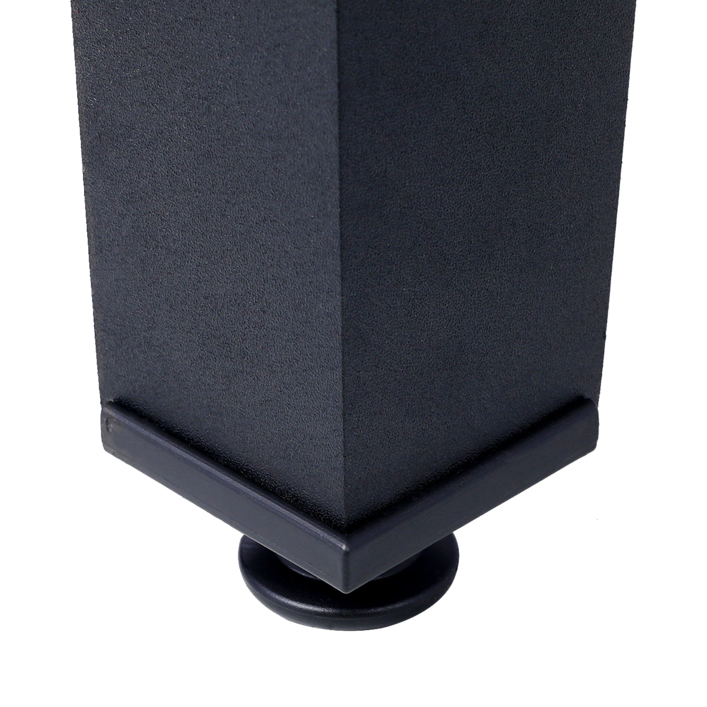 Black textured metal furniture leg with adjustable foot for stability