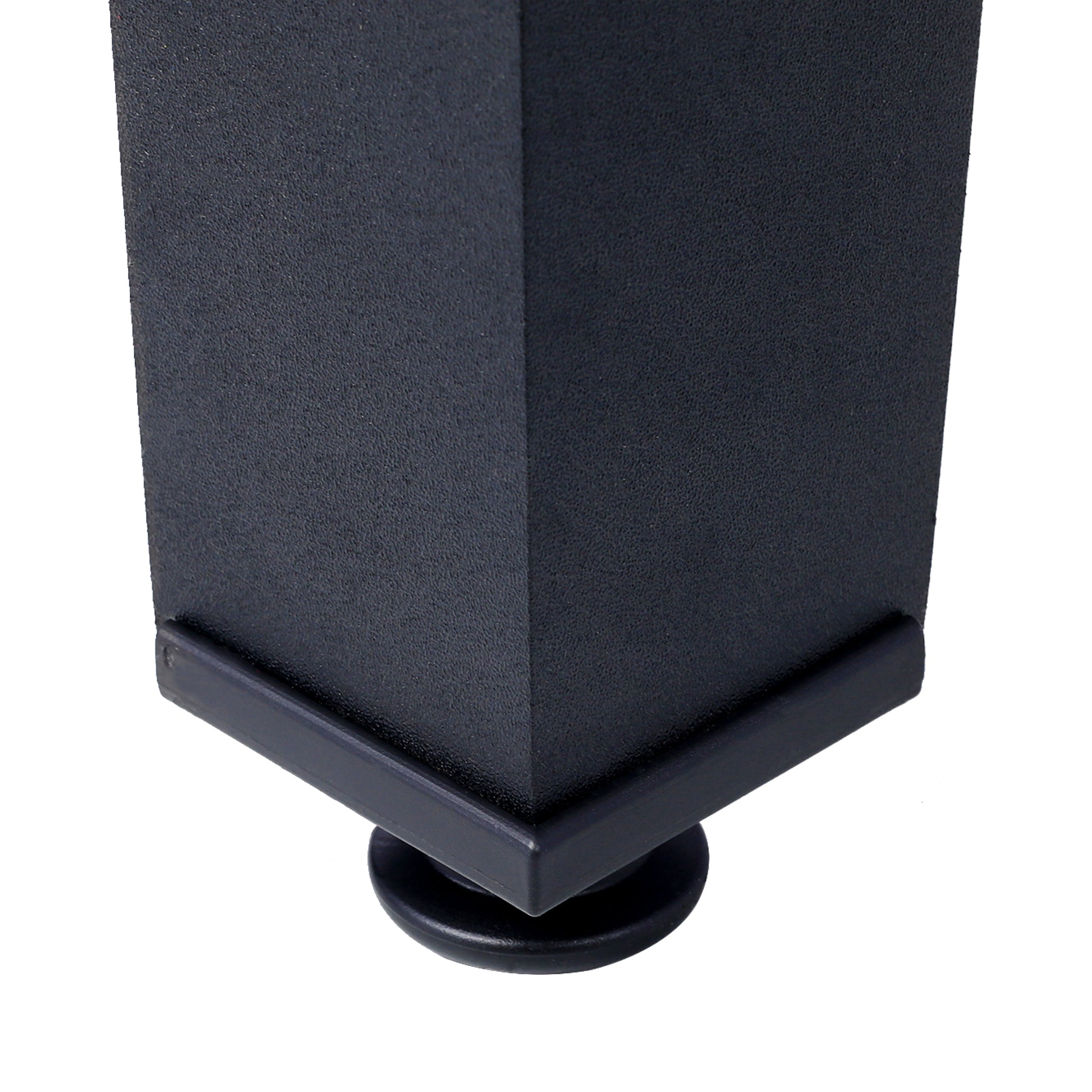 Black textured metal furniture leg with adjustable foot for stability
