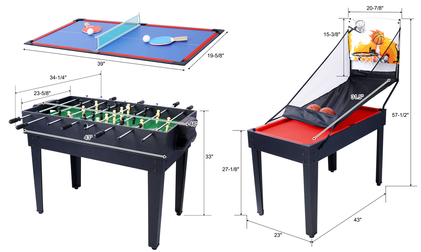 Compact blue and red bordered table tennis set with paddles and ball