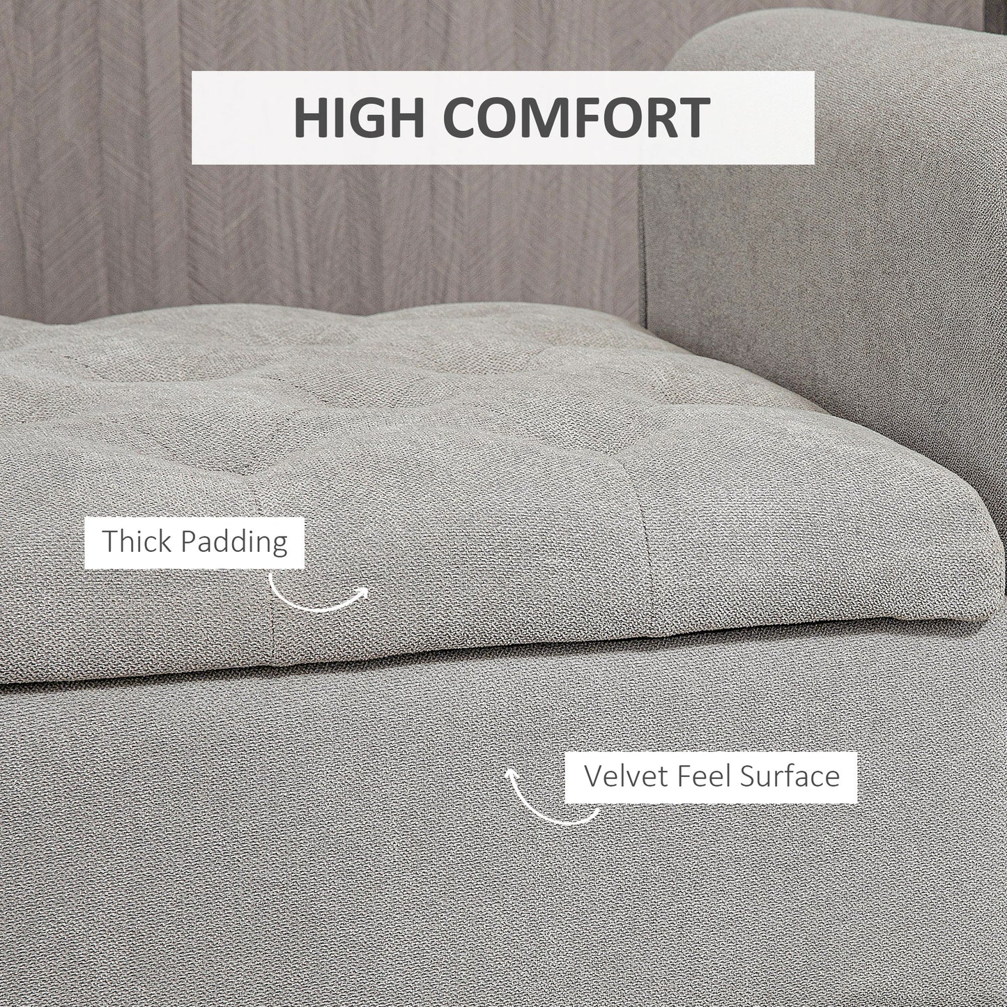 Grey tufted sofa cushion with thick padding