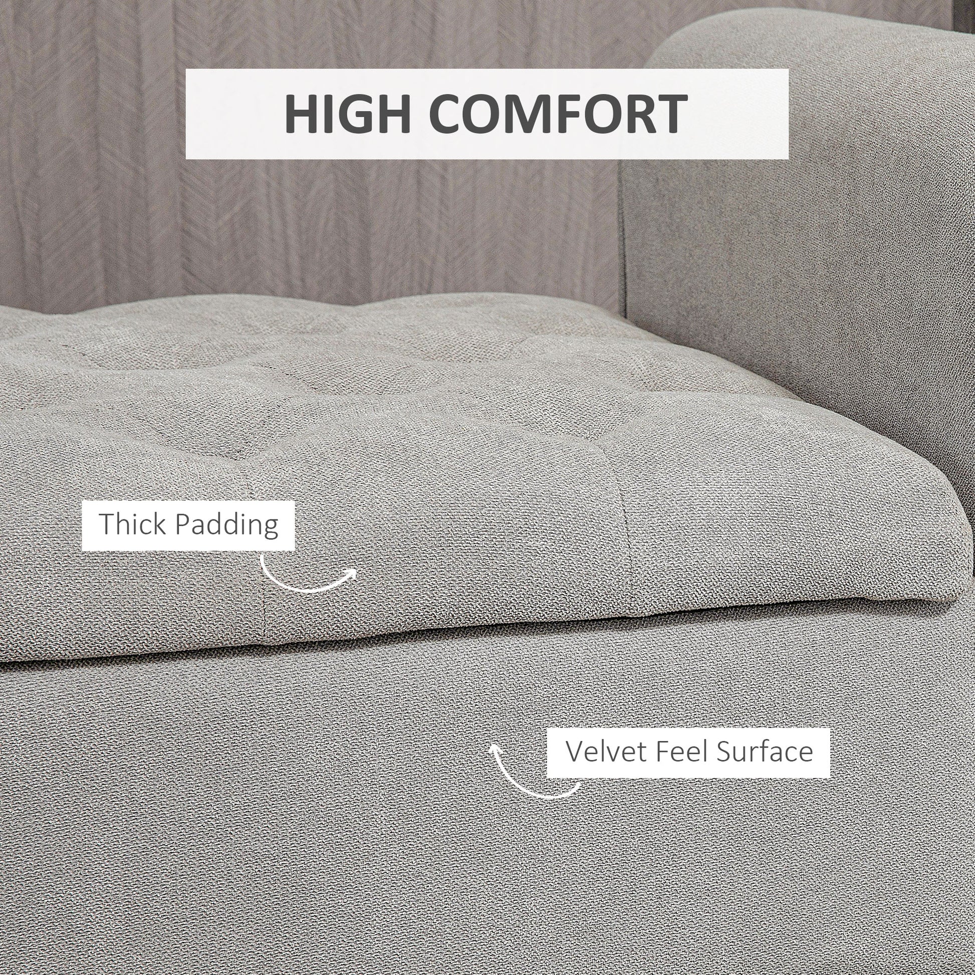 Grey tufted sofa cushion with thick padding