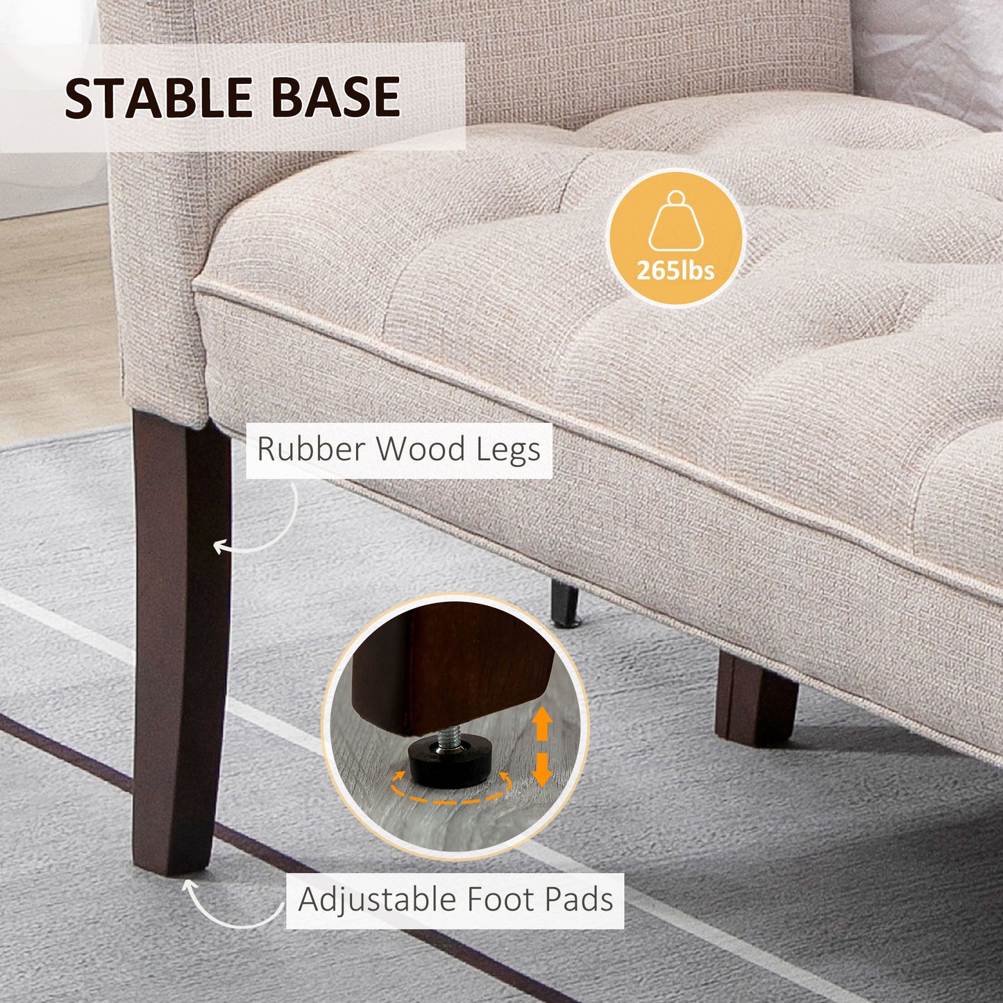 Beige upholstered chair with stable base