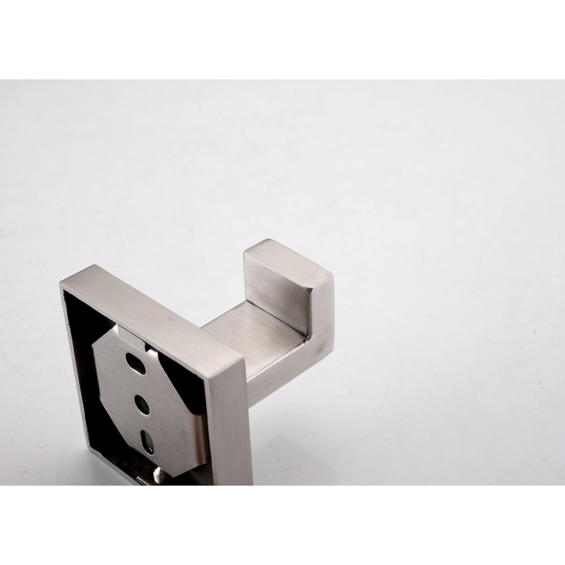 Brushed nickel square wall hook for towels and robes