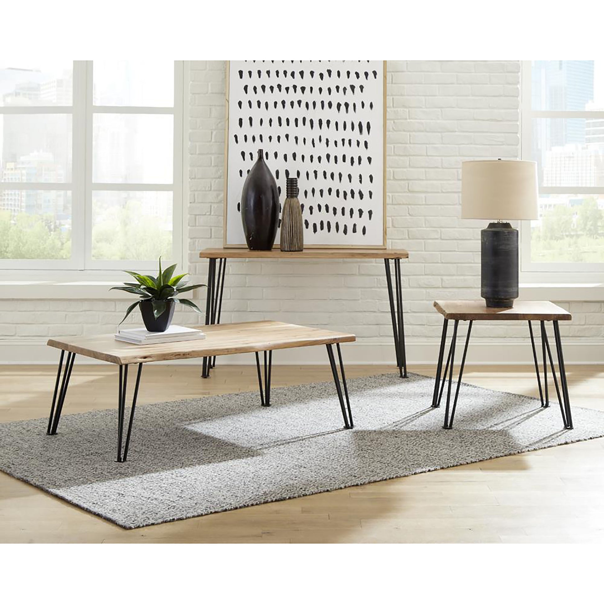 Rustic liveedge coffee table with black hairpin legs perfect for modern living rooms