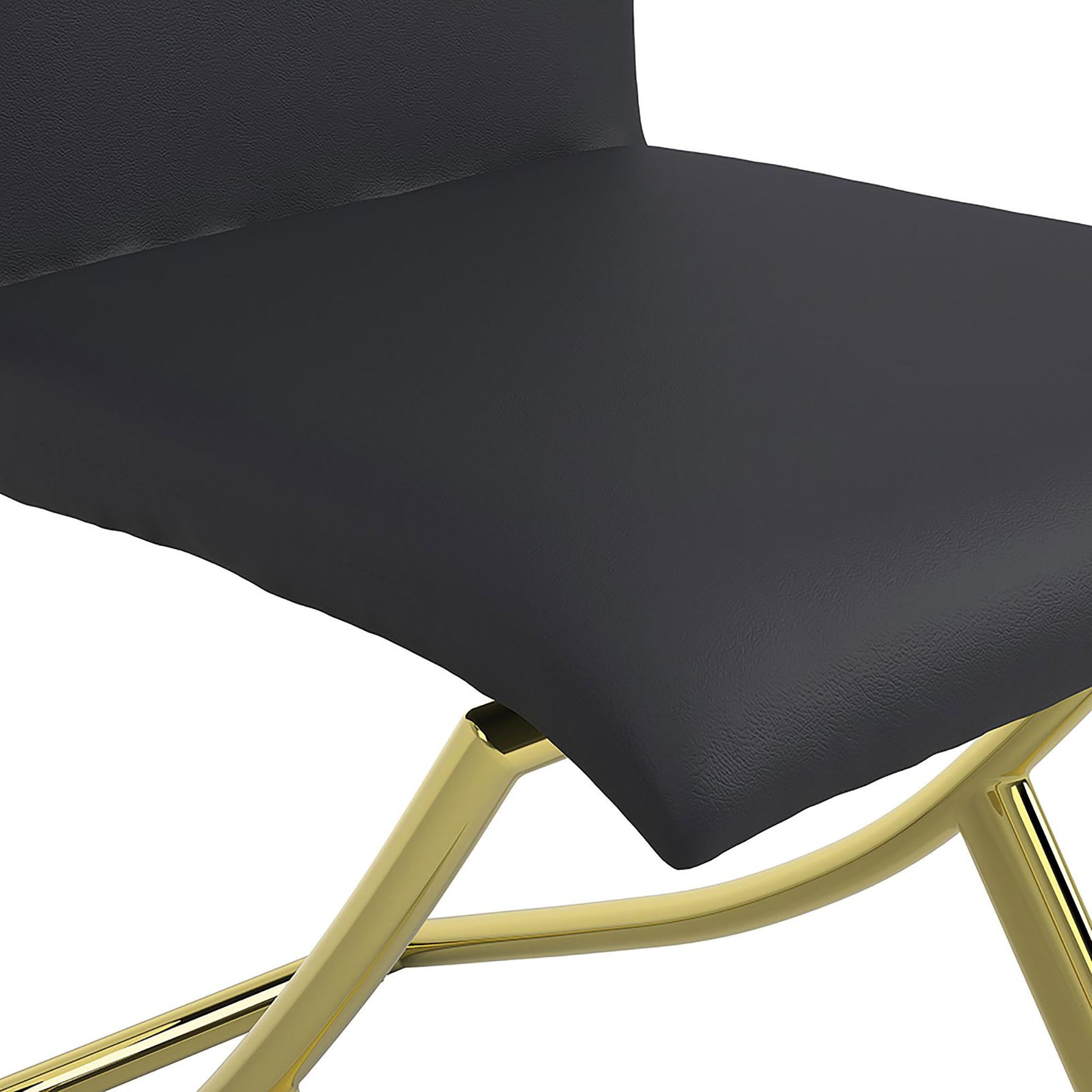 Black faux leather seat with polished gold frame chair modern style