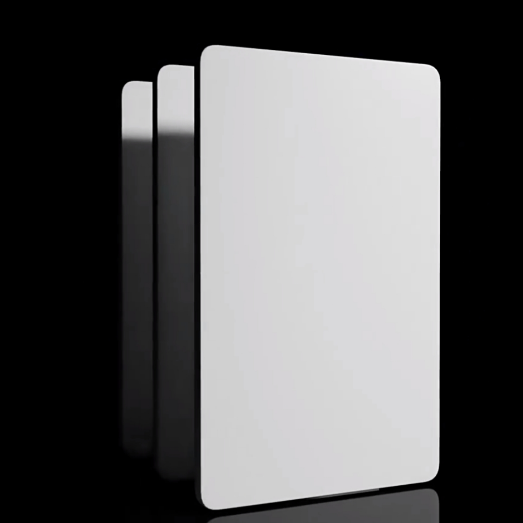Set of three blank white cards with rounded corners perfect for any customization