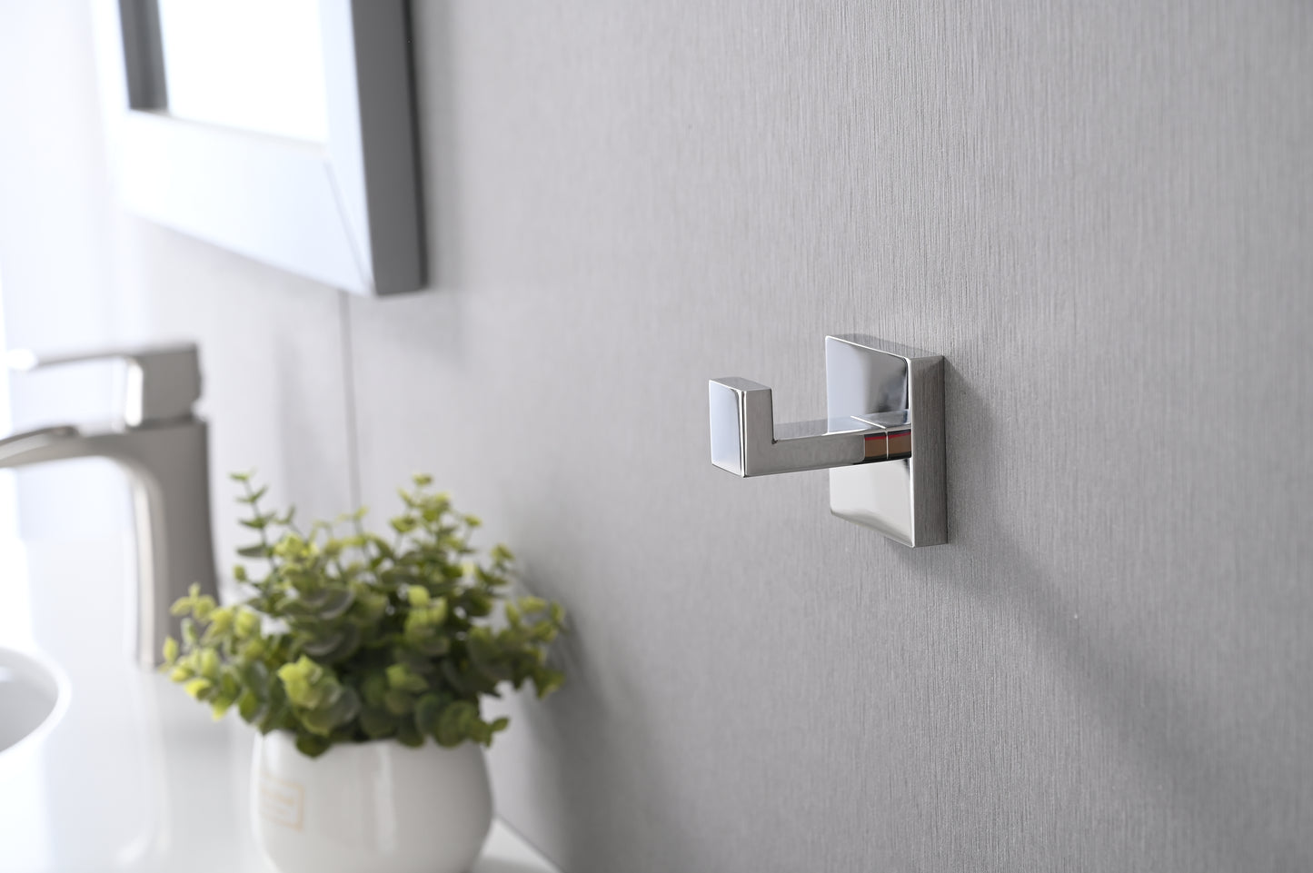 Polished chrome modern double robe hook perfect for bathroom storage