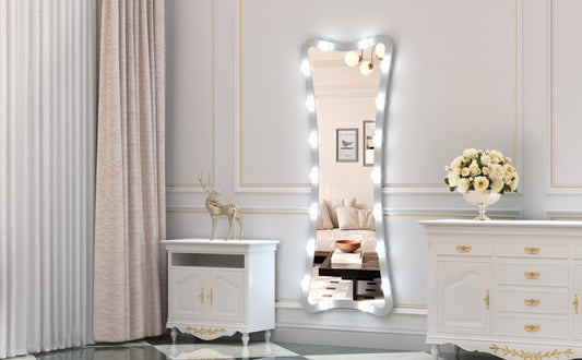 Hollywood vanity mirror with silver frame and LED lights