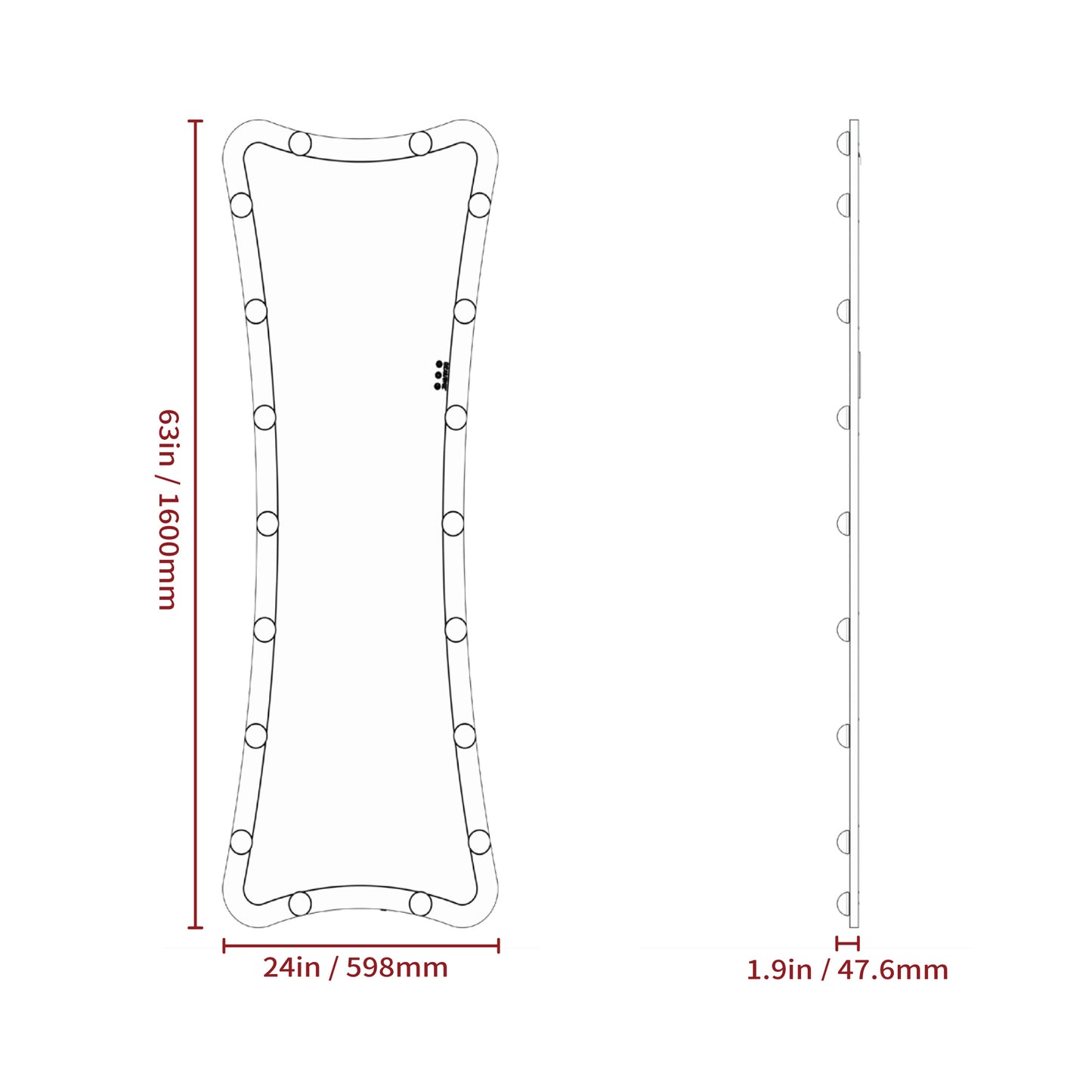 Fulllength makeup mirror with  bulbs