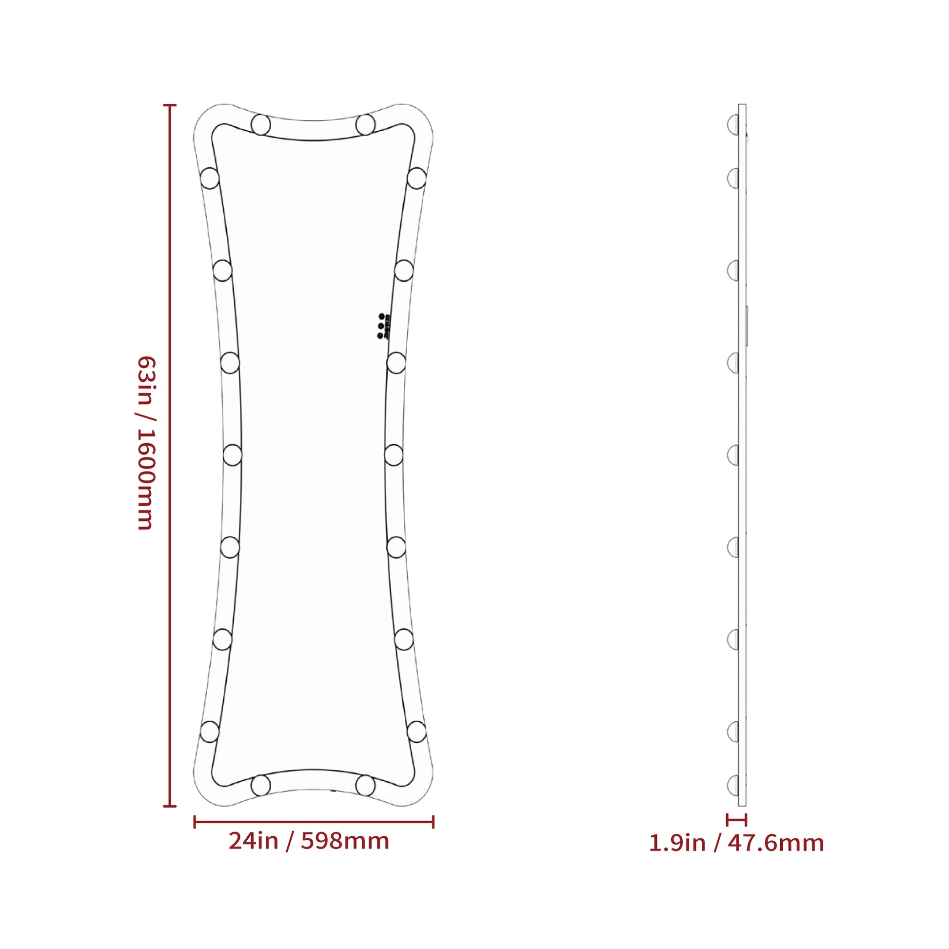 Fulllength makeup mirror with  bulbs