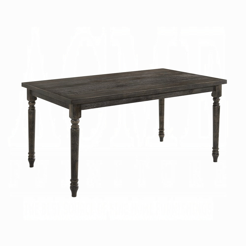 Dark wood rectangular dining table with turned legs rustic farmhouse style