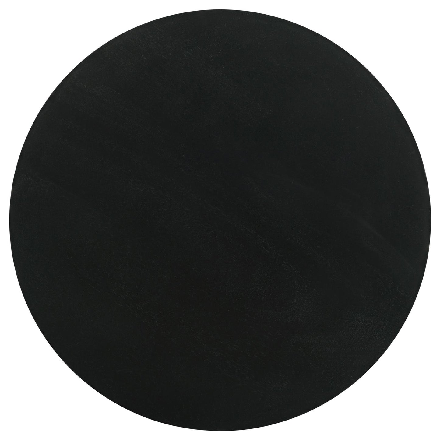 Round black wood tabletop detail perfect for dining