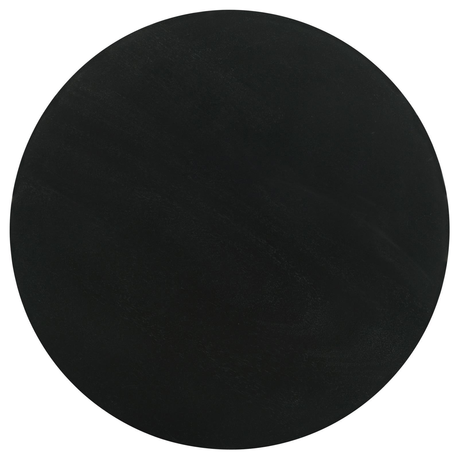 Round black wood tabletop detail perfect for dining