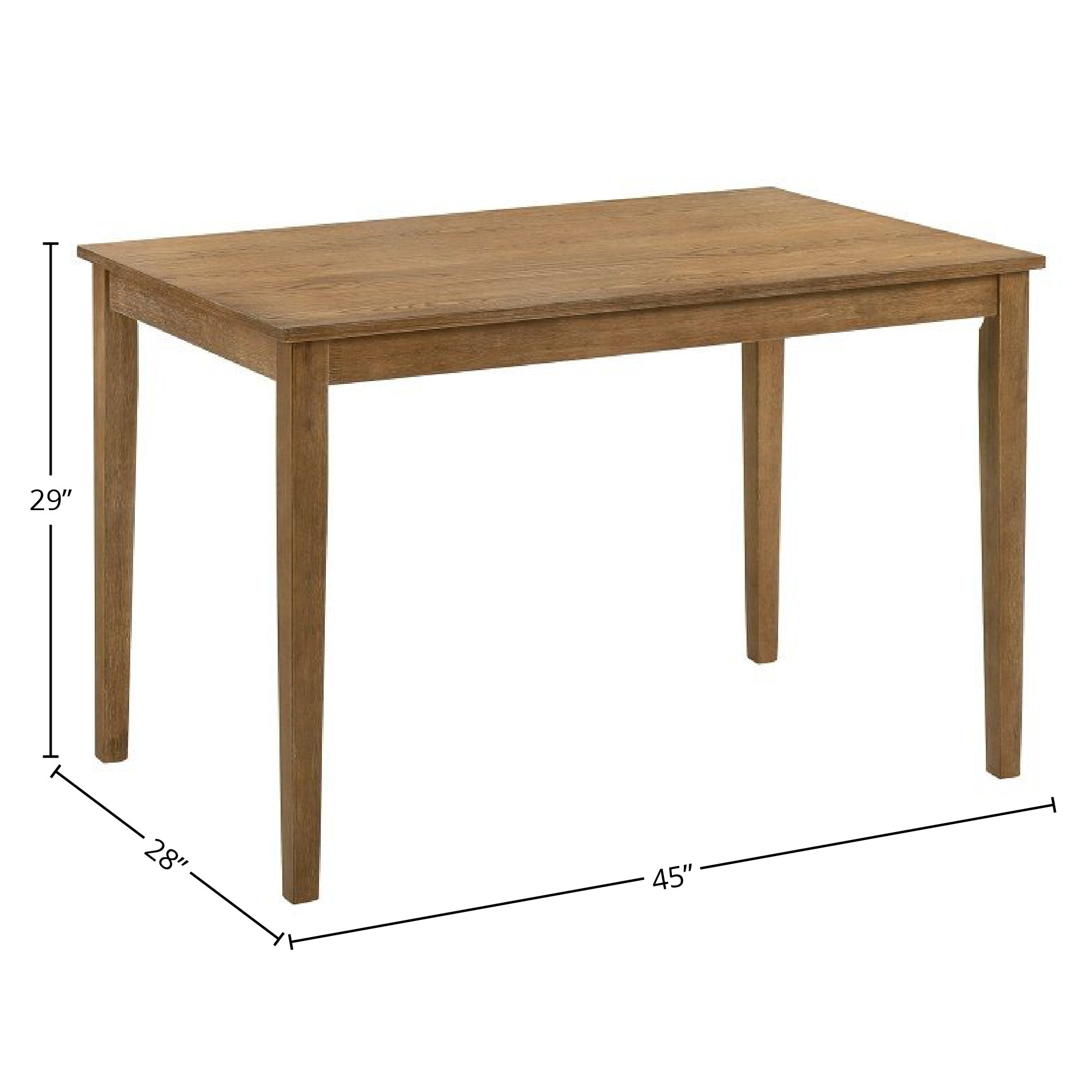 Rectangular dining table with warm oak finish perfect for small kitchens