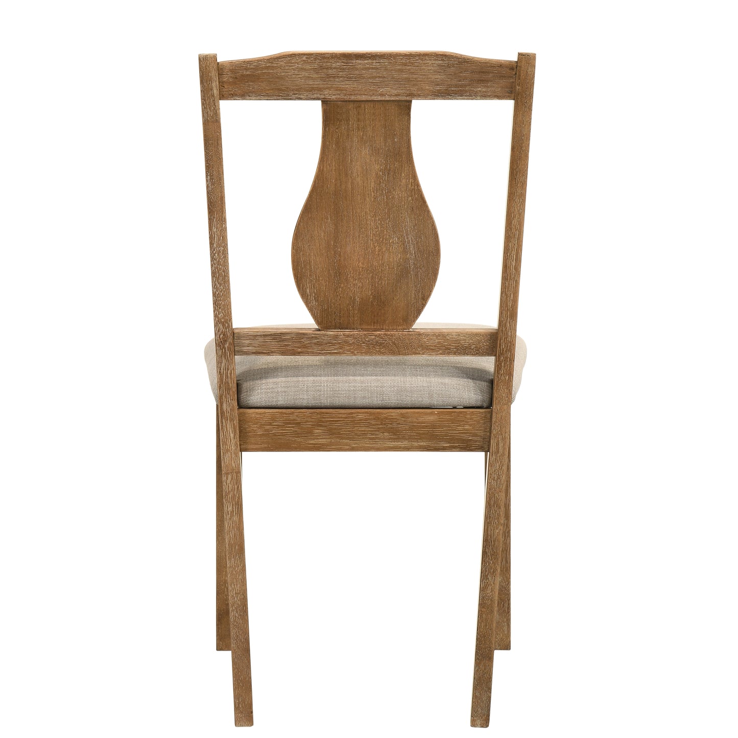 Rustic solid wood dining chair with curved back and upholstered seat
