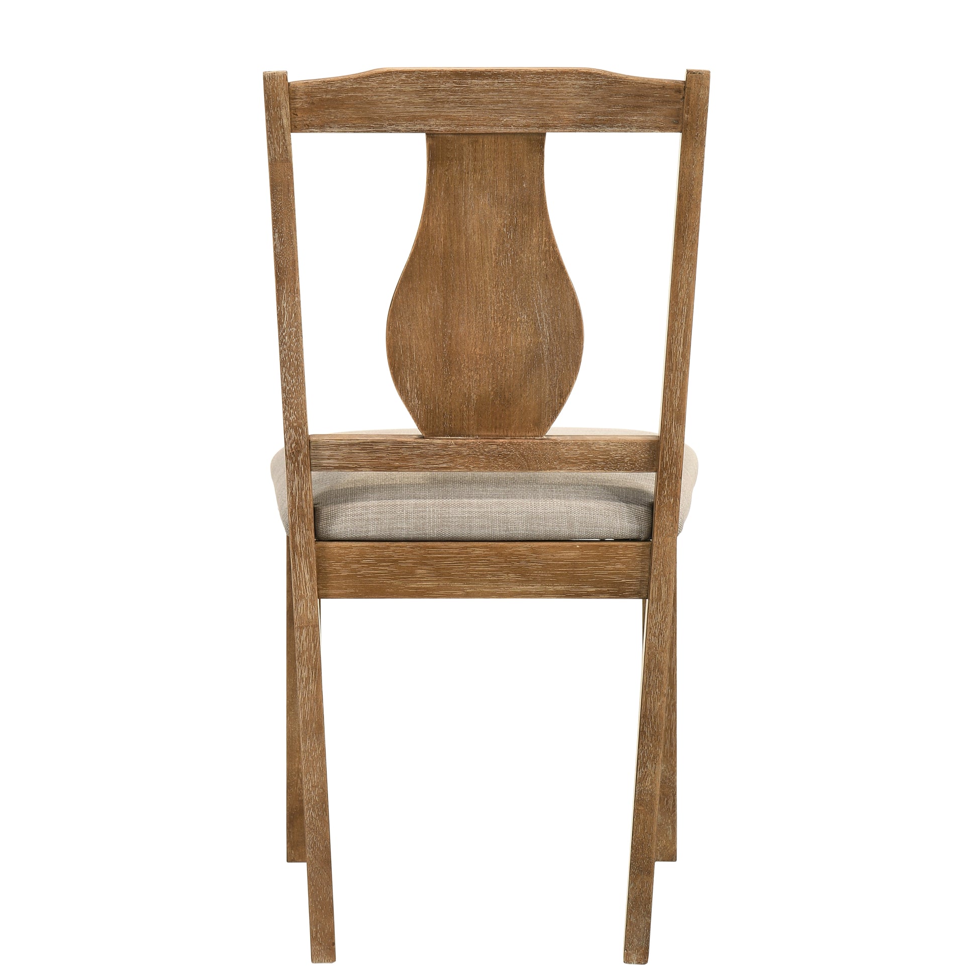 Rustic solid wood dining chair with curved back and upholstered seat