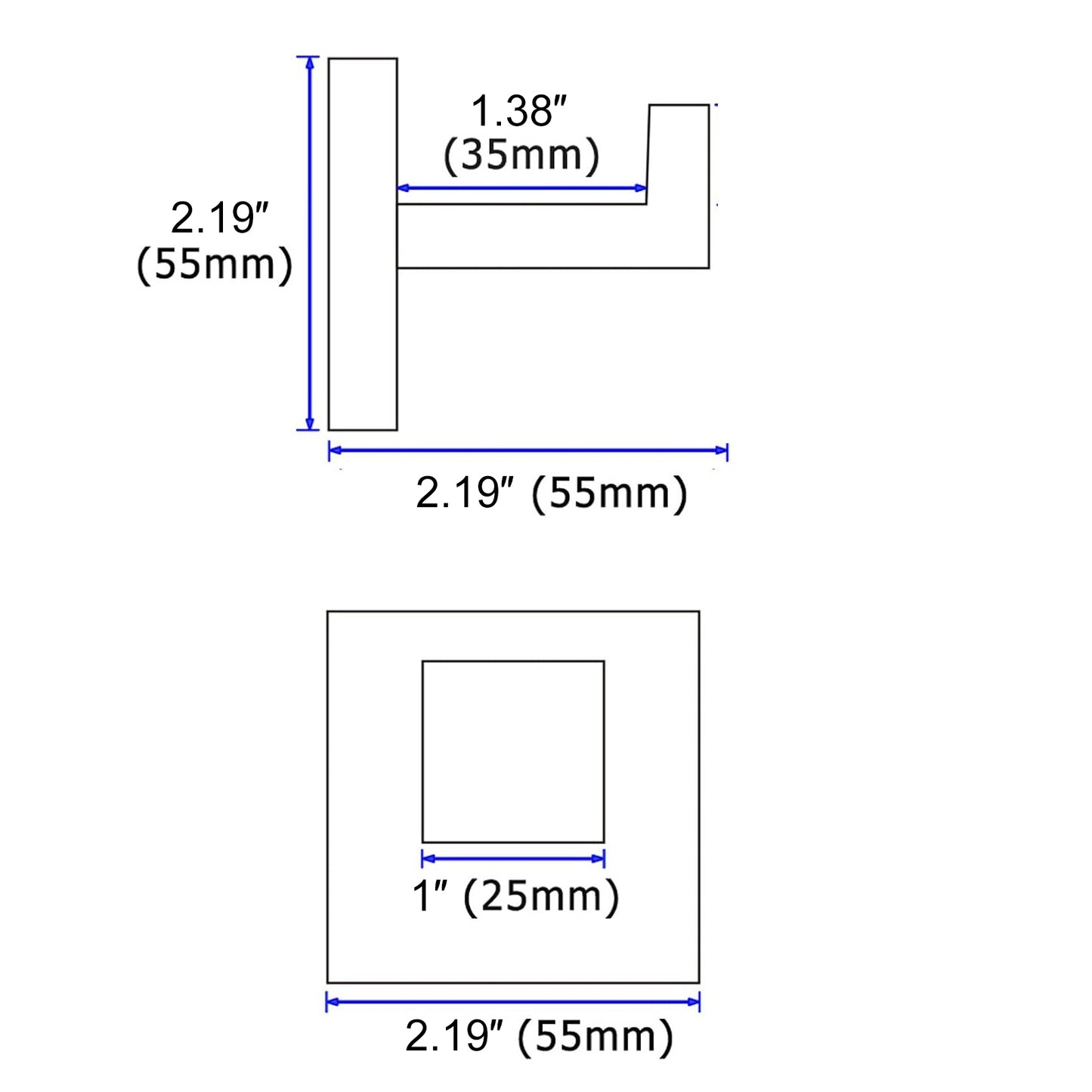 Modern brushed nickel hook  height  projection
