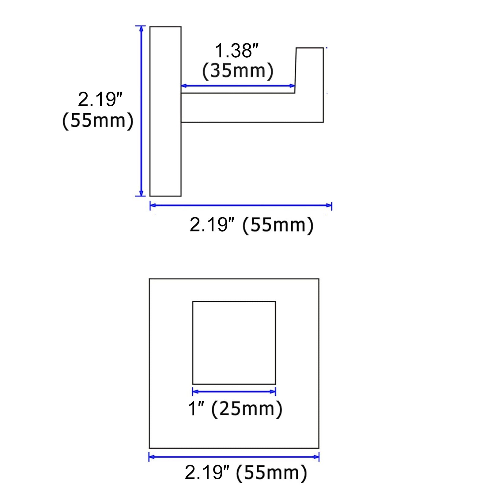 Modern brushed nickel hook  height  projection