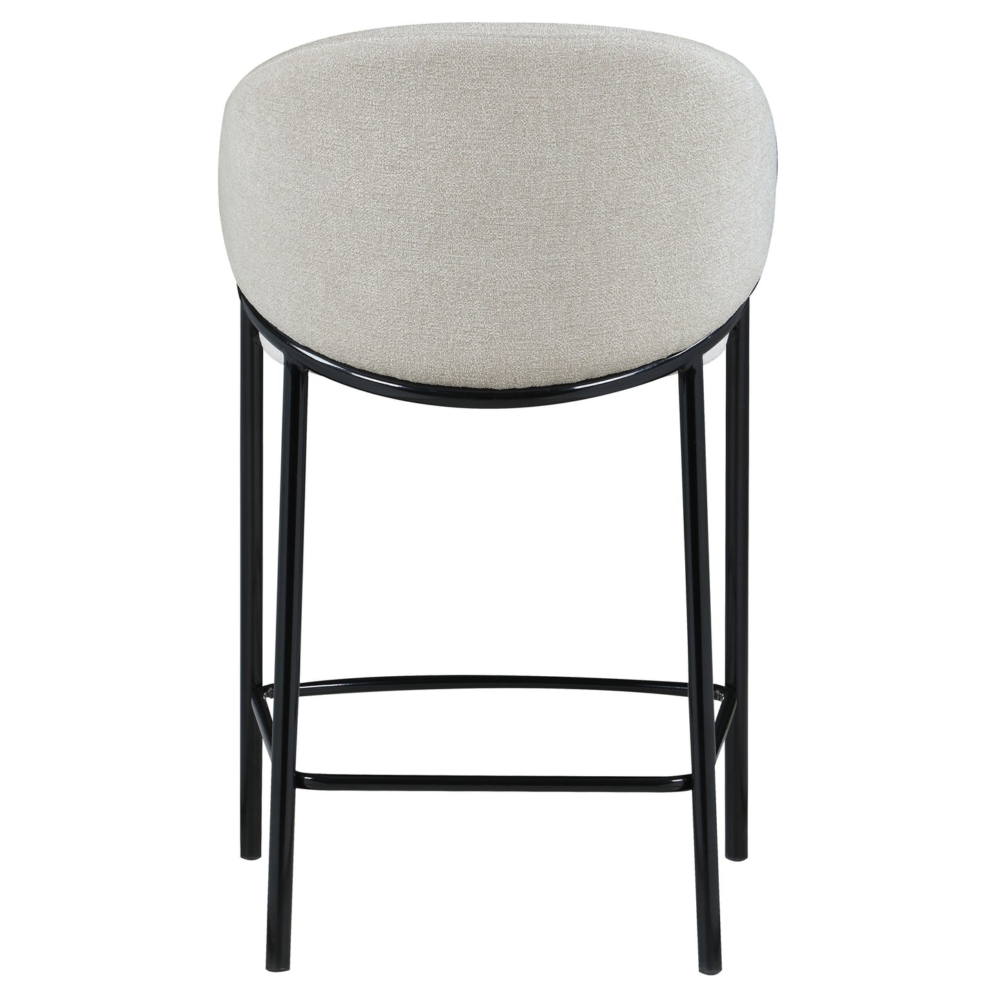 Modern grey upholstered bar stool with sleek black metal legs