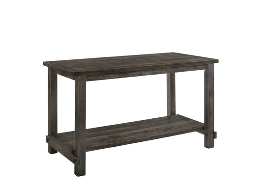 Dark wood console table with two shelves perfect for entryways