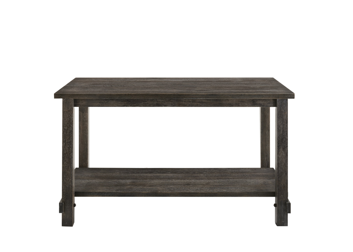Dark wood end table with a lower shelf ideal for living rooms and bedrooms
