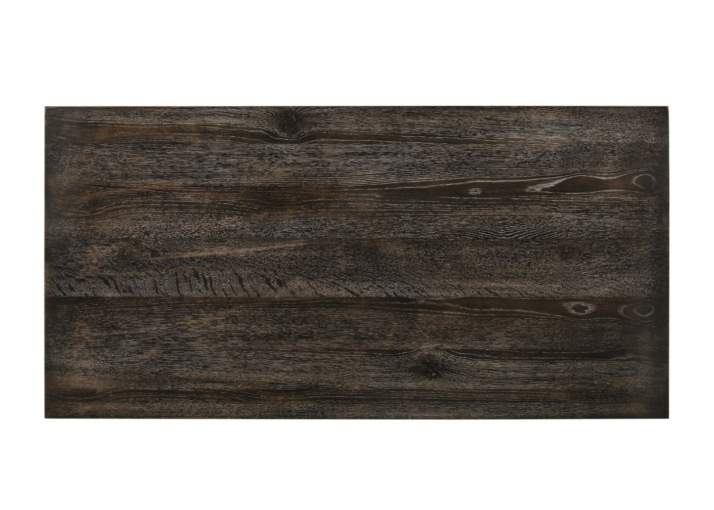 Dark wood grain tabletop with visible knots for a rustic accent
