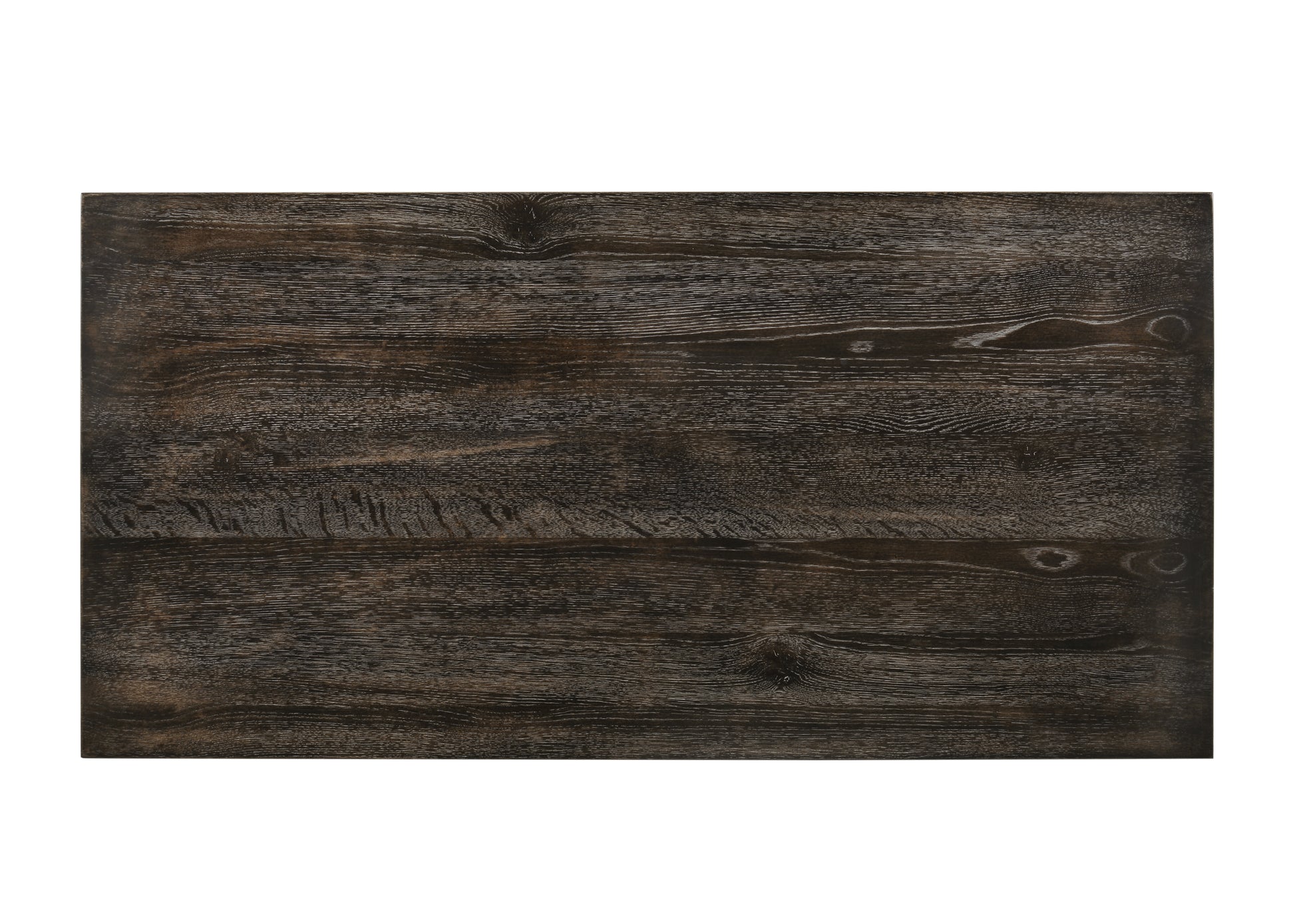 Dark wood grain tabletop with visible knots for a rustic accent