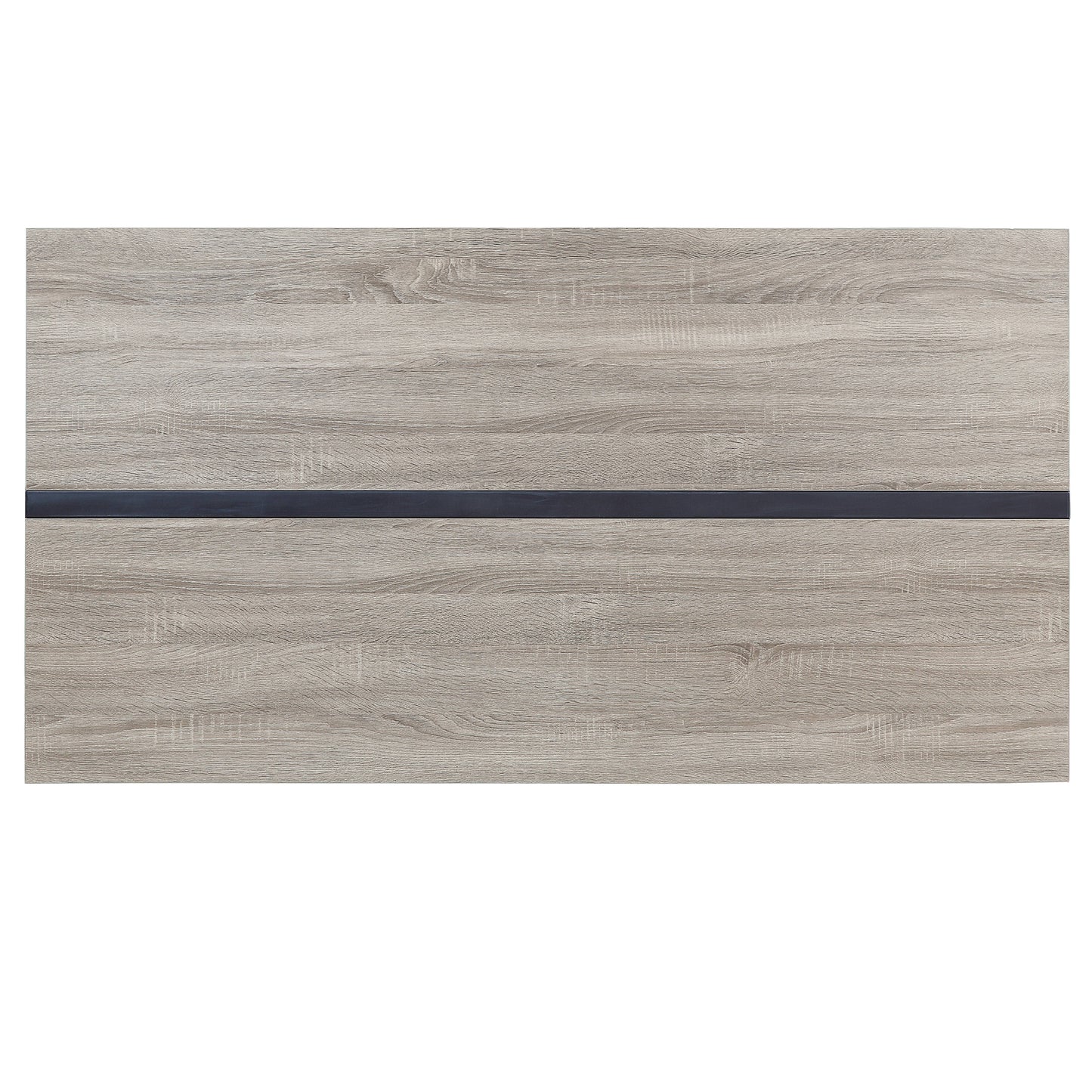 Light oak veneer drawer front with a horizontal black metal handle modern furniture style