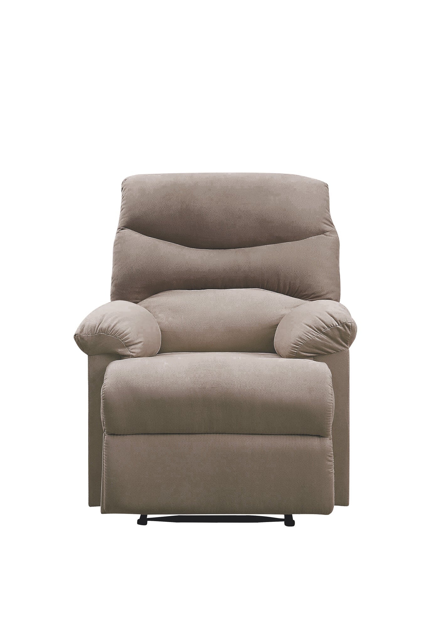 Plush taupe reclining armchair with padded headrest and arms for ultimate comfort