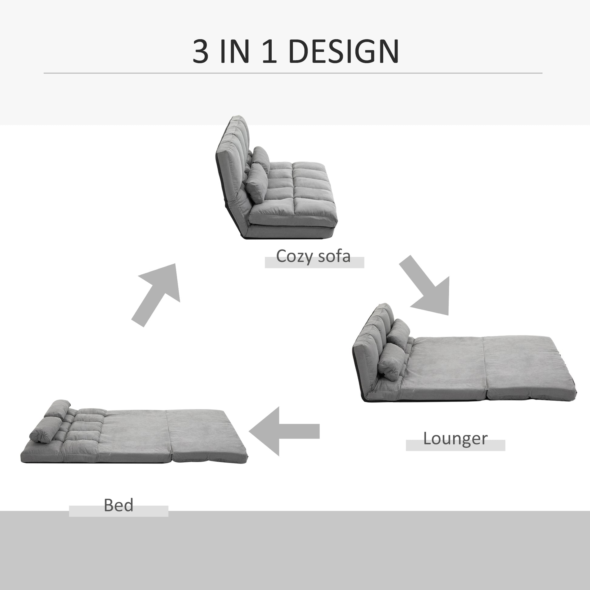 Grey fabric sofa in a cozy configuration with matching pillows