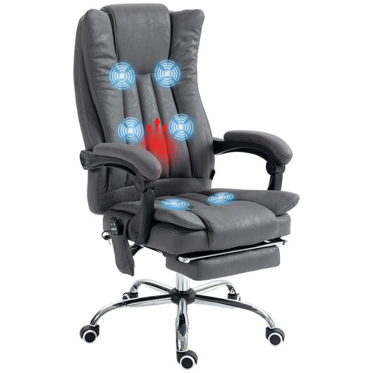 Gray leather executive chair with builtin heating and massage functions for ultimate comfort
