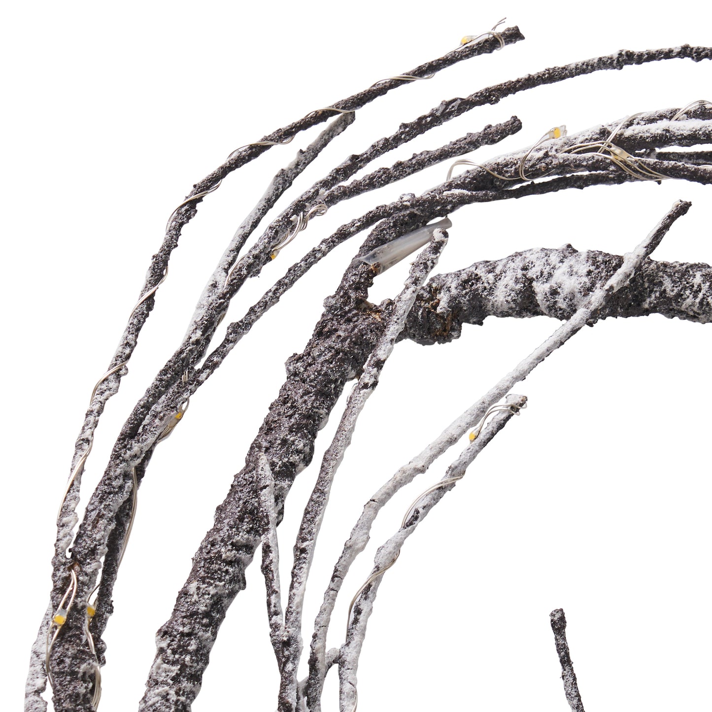 Snowdusted decorative branches with tiny warm LED lights for festive home decor