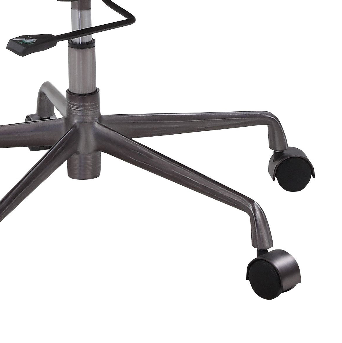 Gunmetal grey office chair base with five durable swivel casters