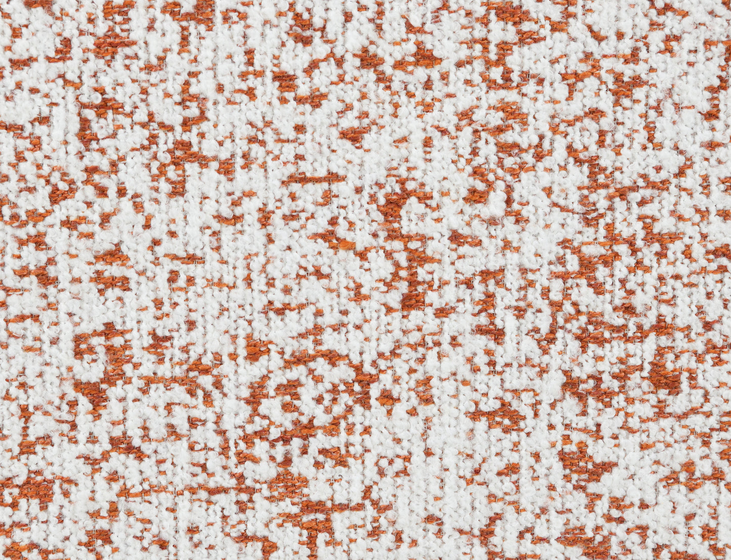 Textured white and burnt orange fabric swatch suitable for upholstery or drapery