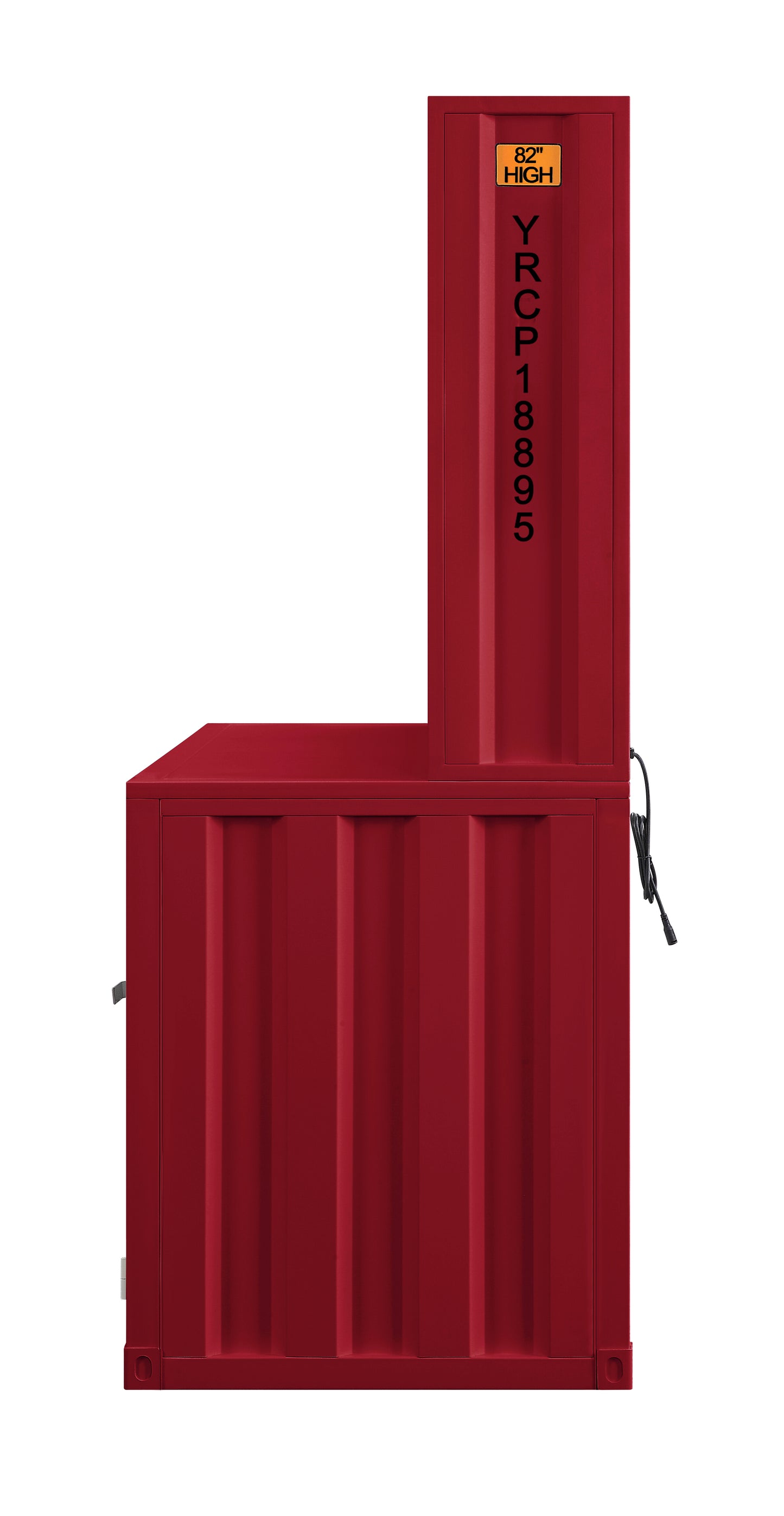 Red inch high shipping container minifridge with prominent branding YRCP