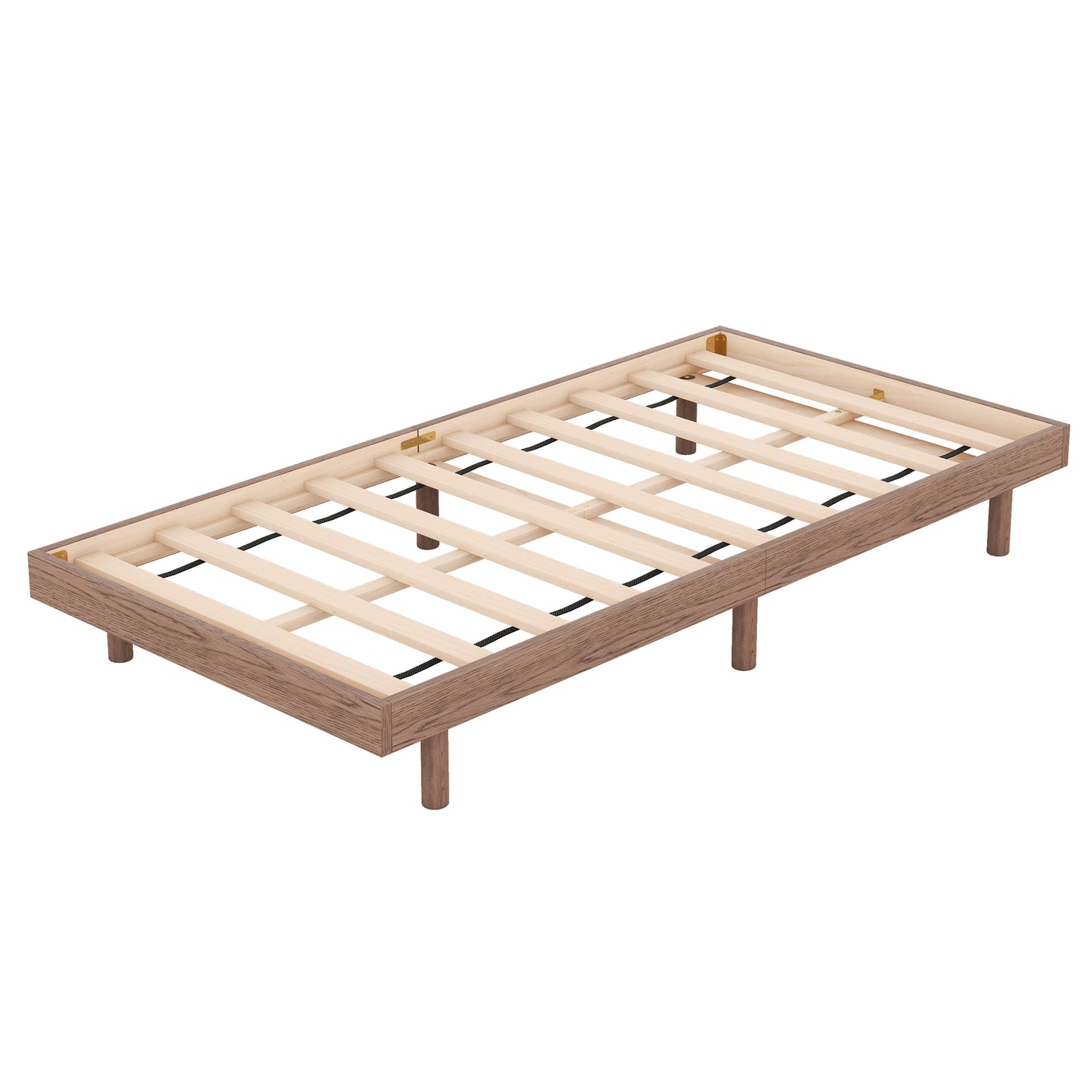 Wooden twin bed frame with midcentury modern tapered legs