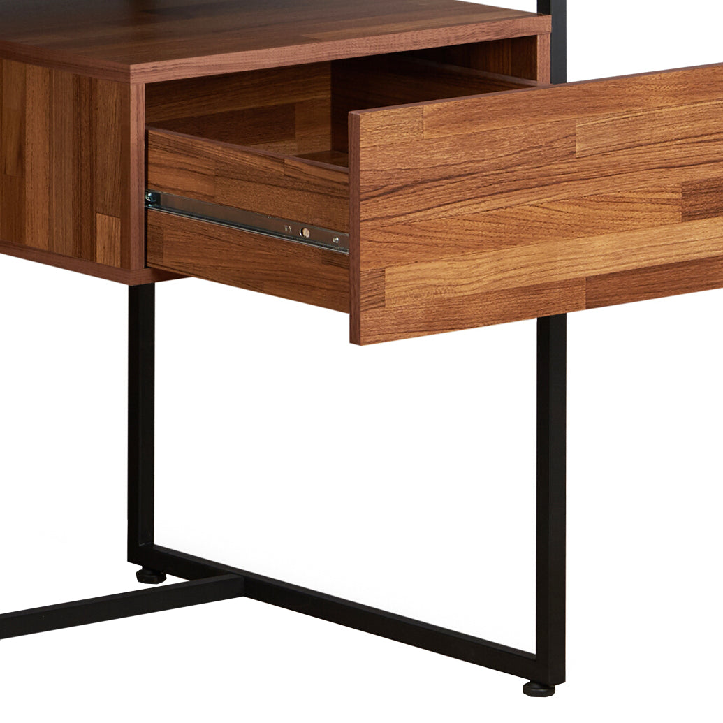 Wooden desk drawer with black metal legs modern design for home office
