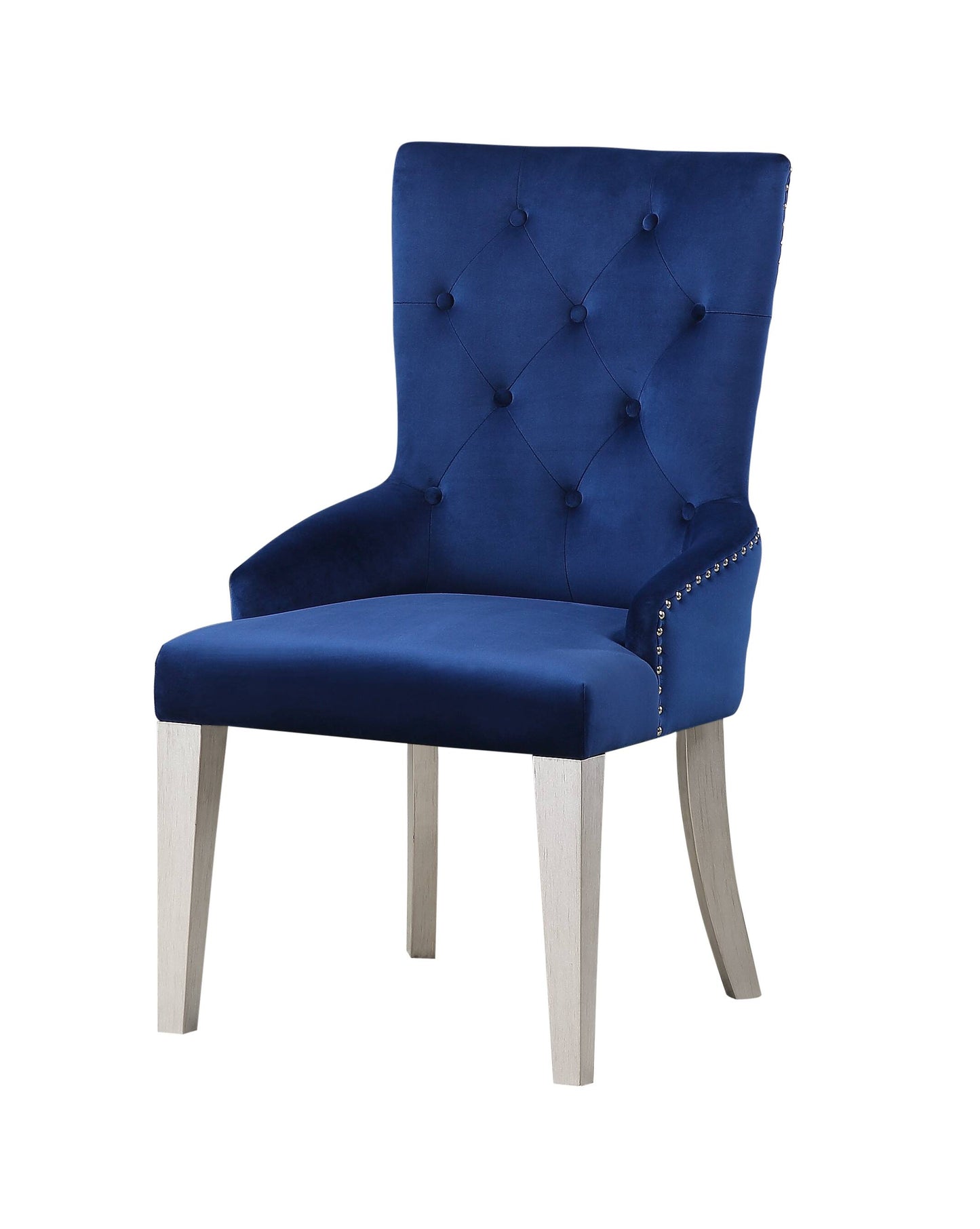 TREATLIFE HOME Blue and Antique Platinum Tufted Side Chair, High Back Design for Comfort and Style, Ideal for Dining Rooms